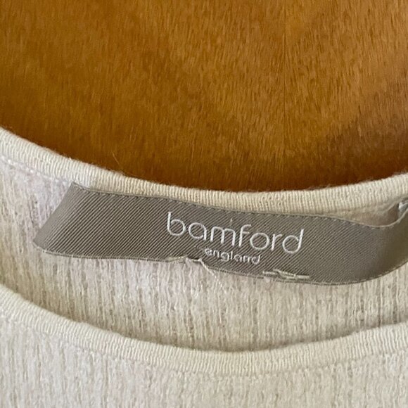 Bamford UK Knit Tank Top Cashmere Silk Scoop Neck Ribbed Waist Pullover Cream S - Picture 5 of 7